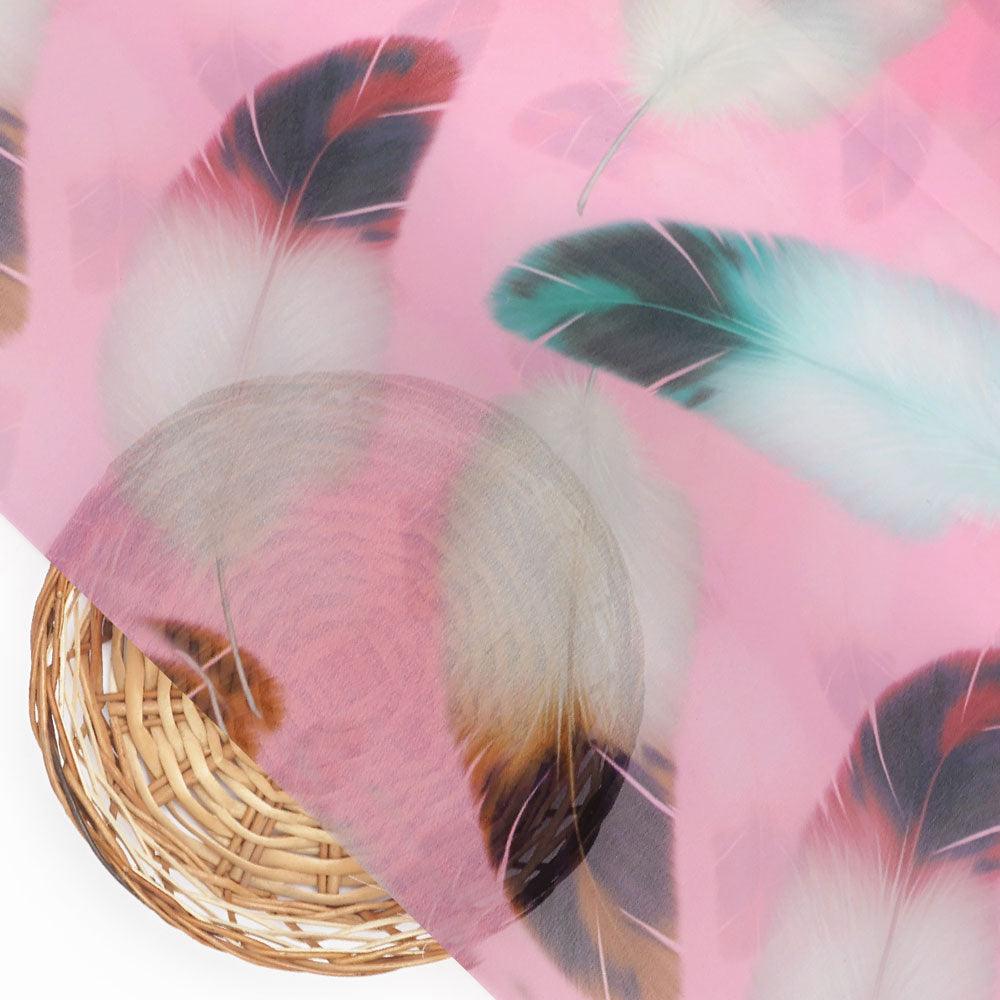 Decorative Pink Feather Digital Printed Fabric - Weightless - FAB VOGUE Studio®