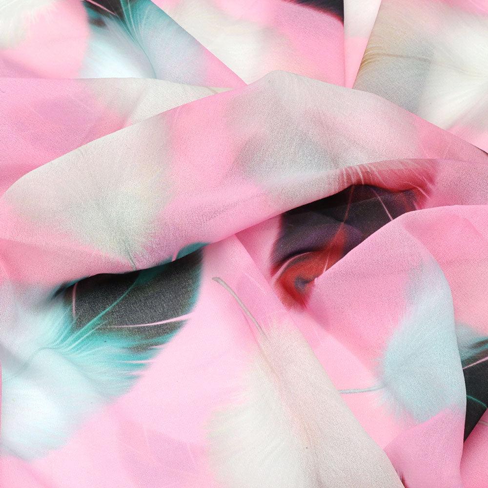 Decorative Pink Feather Digital Printed Fabric - Weightless - FAB VOGUE Studio®