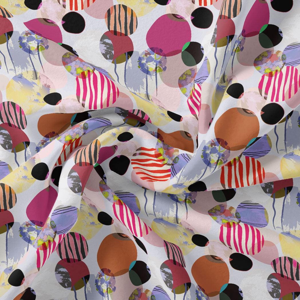 Colourful Bubble Stone Circle Digital Printed Fabric - Weightless - FAB VOGUE Studio®
