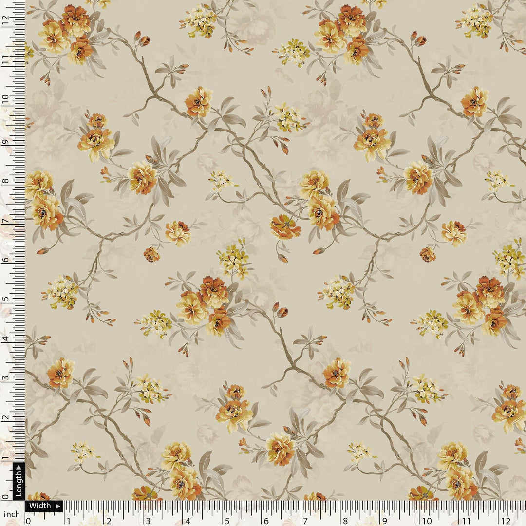 Trendy Jacobean Floral Flower Digital Printed Fabric - Weightless - FAB VOGUE Studio®