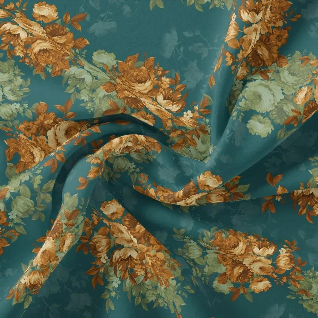 Big Golden Rose With Dark Paua Shell Colour Digital Printed Fabric - Weightless – we 0 ta09612p4 110 big golden rose with dark paua shell colour digital printed fabric weightless 1