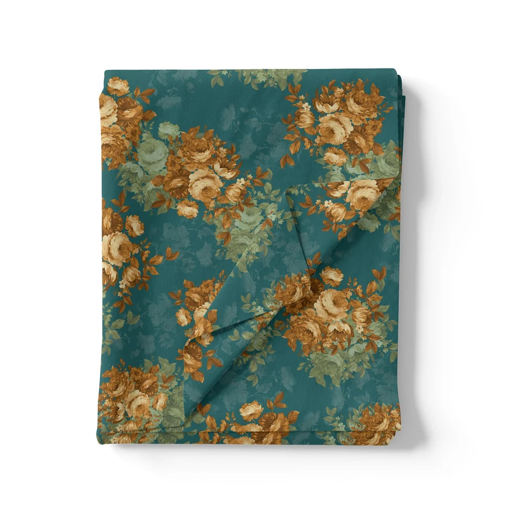 Big Golden Rose With Dark Paua Shell Colour Digital Printed Fabric - Weightless – we 0 ta09612p4 110 big golden rose with dark paua shell colour digital printed fabric weightless 3
