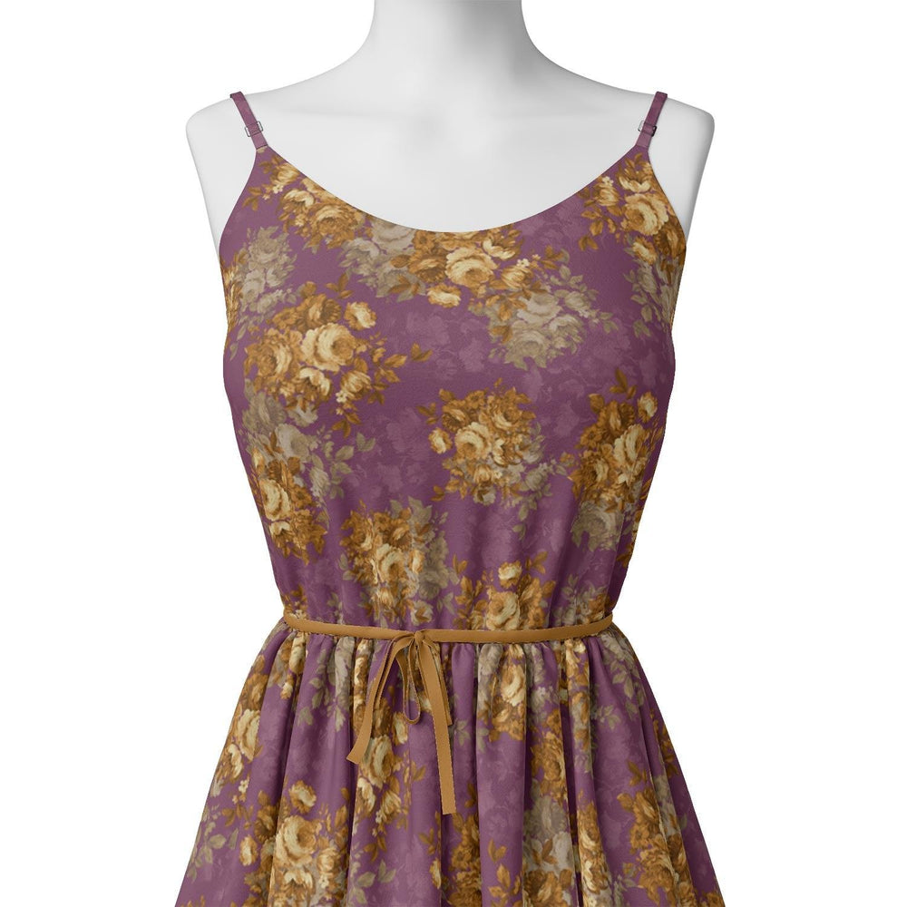 Big Rose With Dark Scintillating Violet Colour Digital Printed Fabric - Weightless - FAB VOGUE Studio®