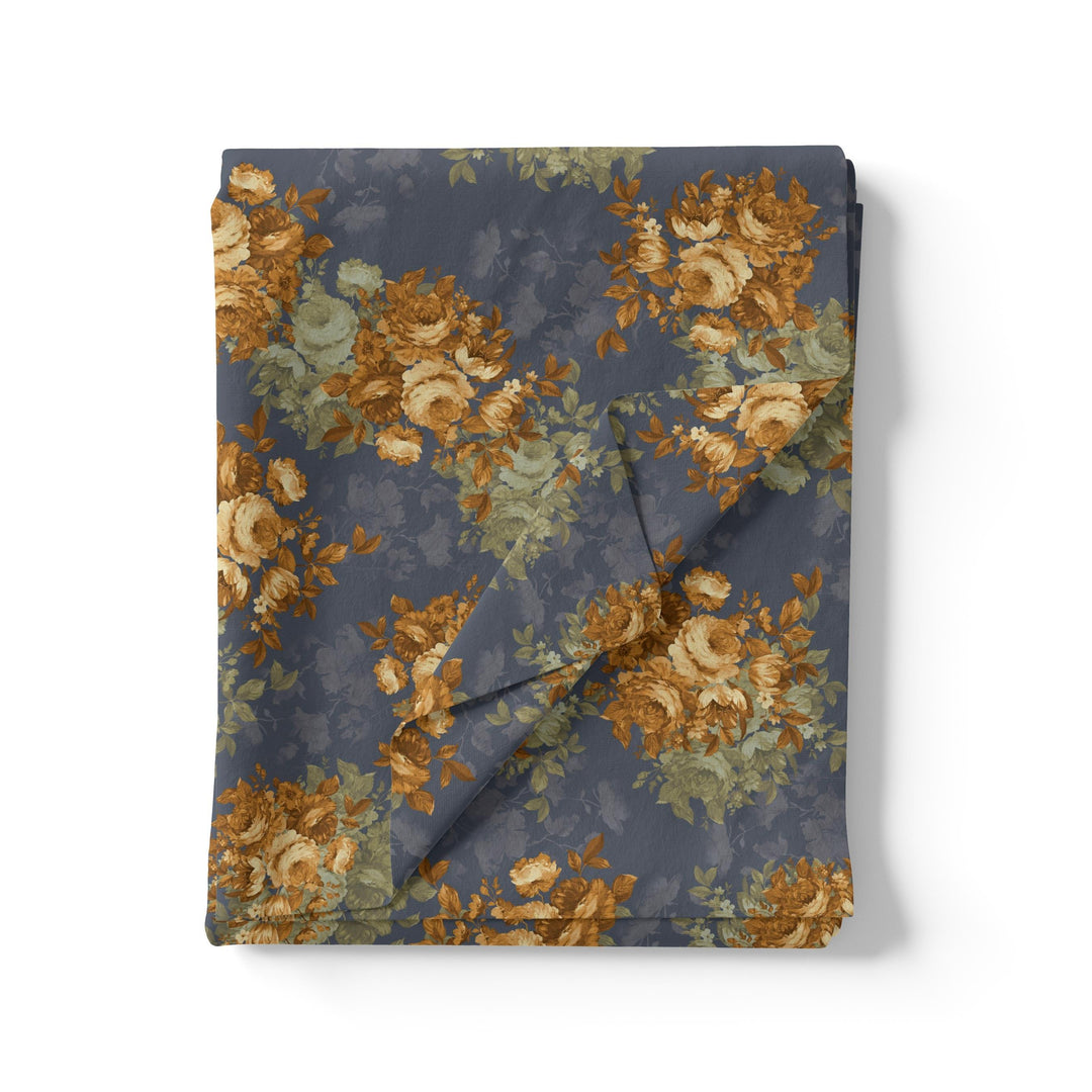 Golden Roses With Bright Gray Digital Printed Fabric - Weightless - FAB VOGUE Studio®