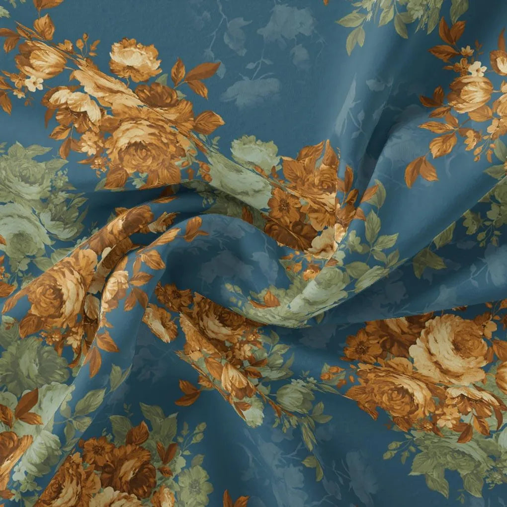 Vintage Bright Gray Background With Golden Rose Digital Printed Fabric - Weightless – we 0 ta09612p7 110 vintage bright gray background with golden rose digital printed fabric weightless 1