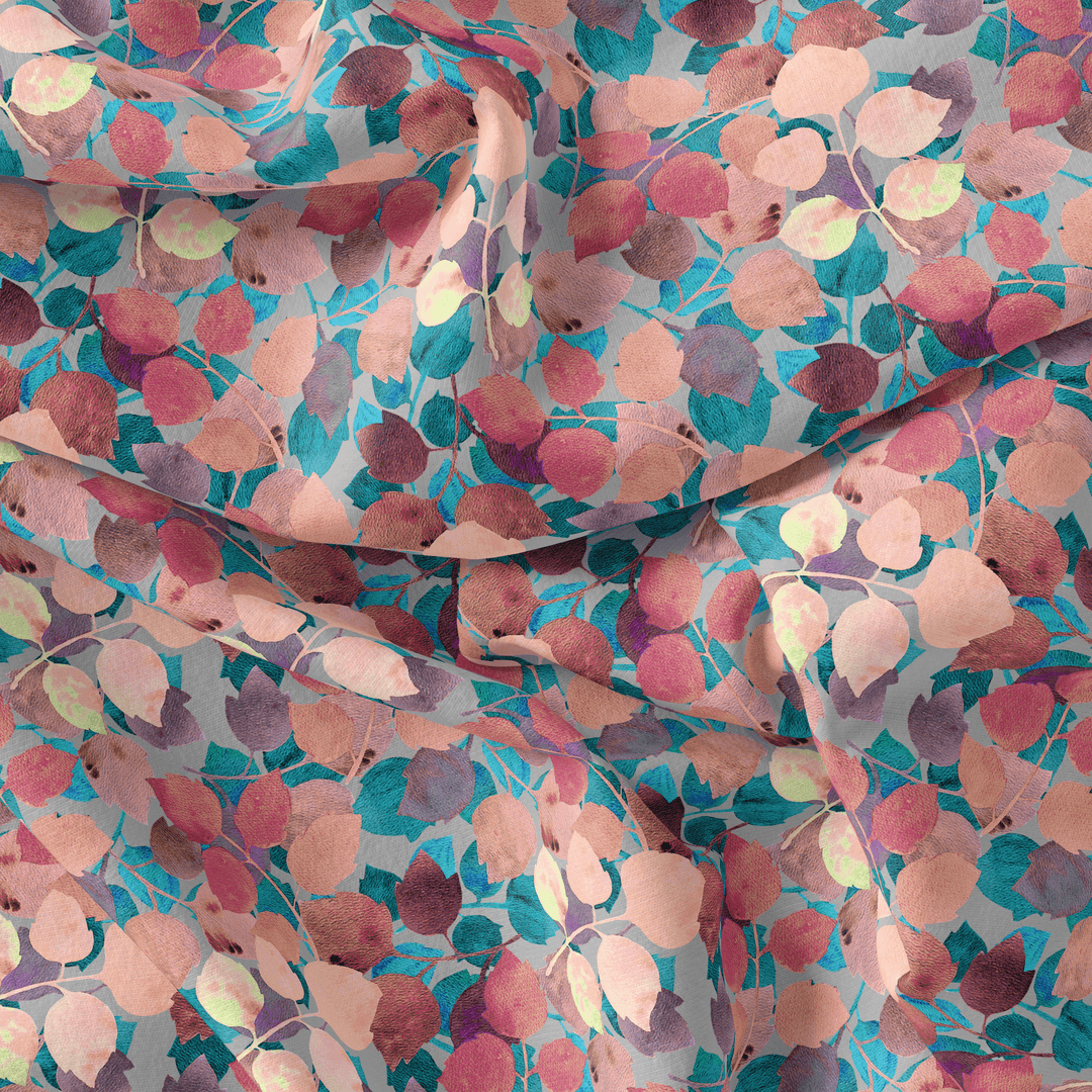 Colourful Box Elder Leaves Digital Printed Fabric - Weightless - FAB VOGUE Studio®