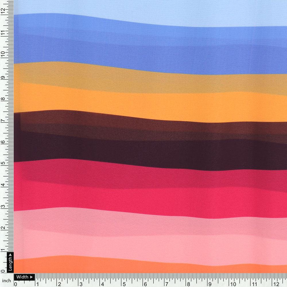 Morden Multicolour Rainbow Strips Digital Printed Fabric - Weightless - FAB VOGUE Studio®