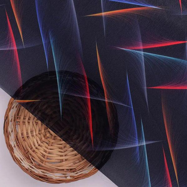 Classic Colourful Feather With Blue Background Digital Printed Fabric - Weightless – we 0 ta09682pb 110 classic colourful feather with blue background digital printed fabric weightless 2 - alternate view