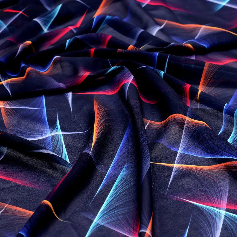 Classic Colourful Feather With Blue Background Digital Printed Fabric - Weightless – we 0 ta09682pb 110 classic colourful feather with blue background digital printed fabric weightless 3