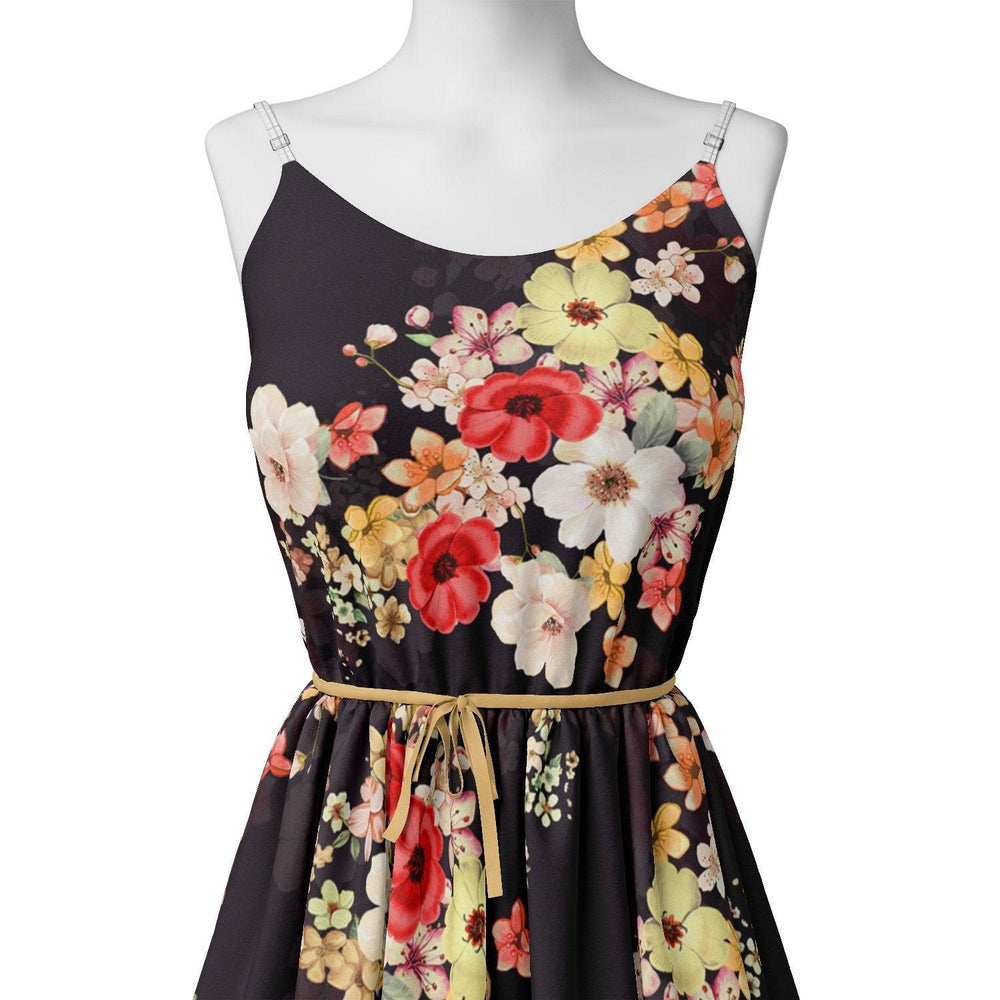 Colorful Floral Black Base Digital Printed Fabric - FAB VOGUE Studio®