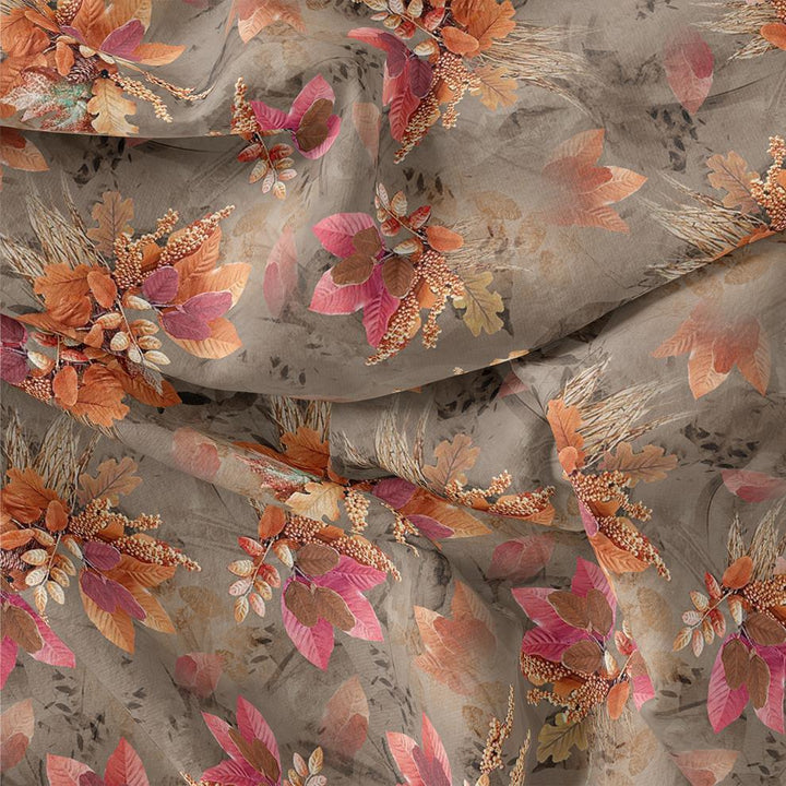 Violet Leaves Bunch Digital Printed Fabric - Weightless - FAB VOGUE Studio®