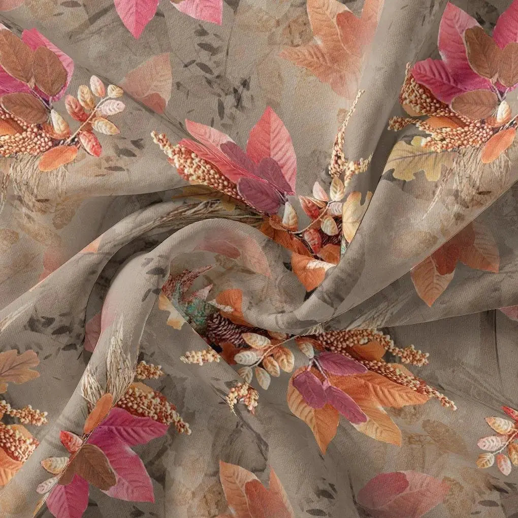 Violet Leaves Bunch Digital Printed Fabric  - Weightless – we 0 ta7307p4 110 violet leaves bunch digital printed fabric weightless 3
