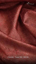 Maroon Royal Ethnic Jaal Tusser Silk Digital Printed Fabric