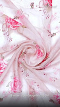 Pink Watercolor Rose Floral Pure Georgette Digital Printed Fabric
