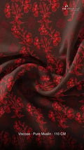 Brown Ethnic Floral Buti Print Pure Muslin Digital Printed Fabric