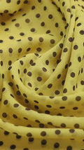 Yellow and Brown Classic Polka Dot Weightless Digital Printed Fabric