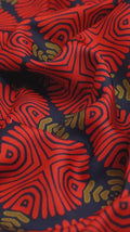 Red Ethnic Geometric Pattern Rayon Digital Printed Fabric
