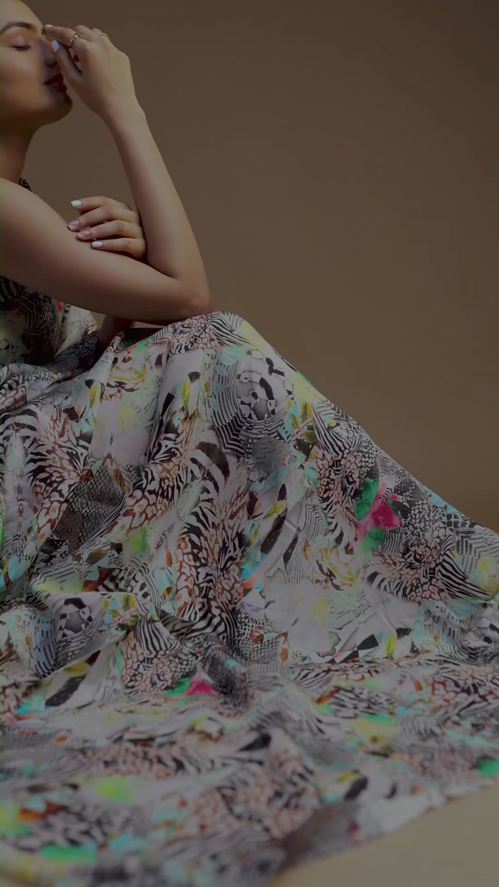 Blue Paper Art Printed Pure Muslin Fabric