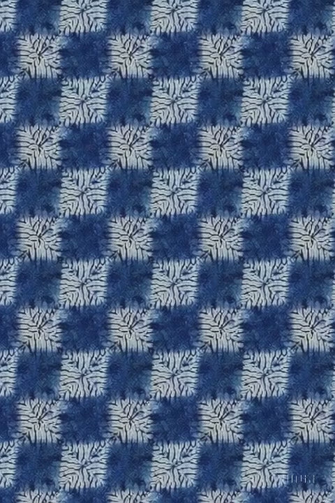 Flower Leaves With Blue Harlequin Digital Printed Fabric - Japan Satin