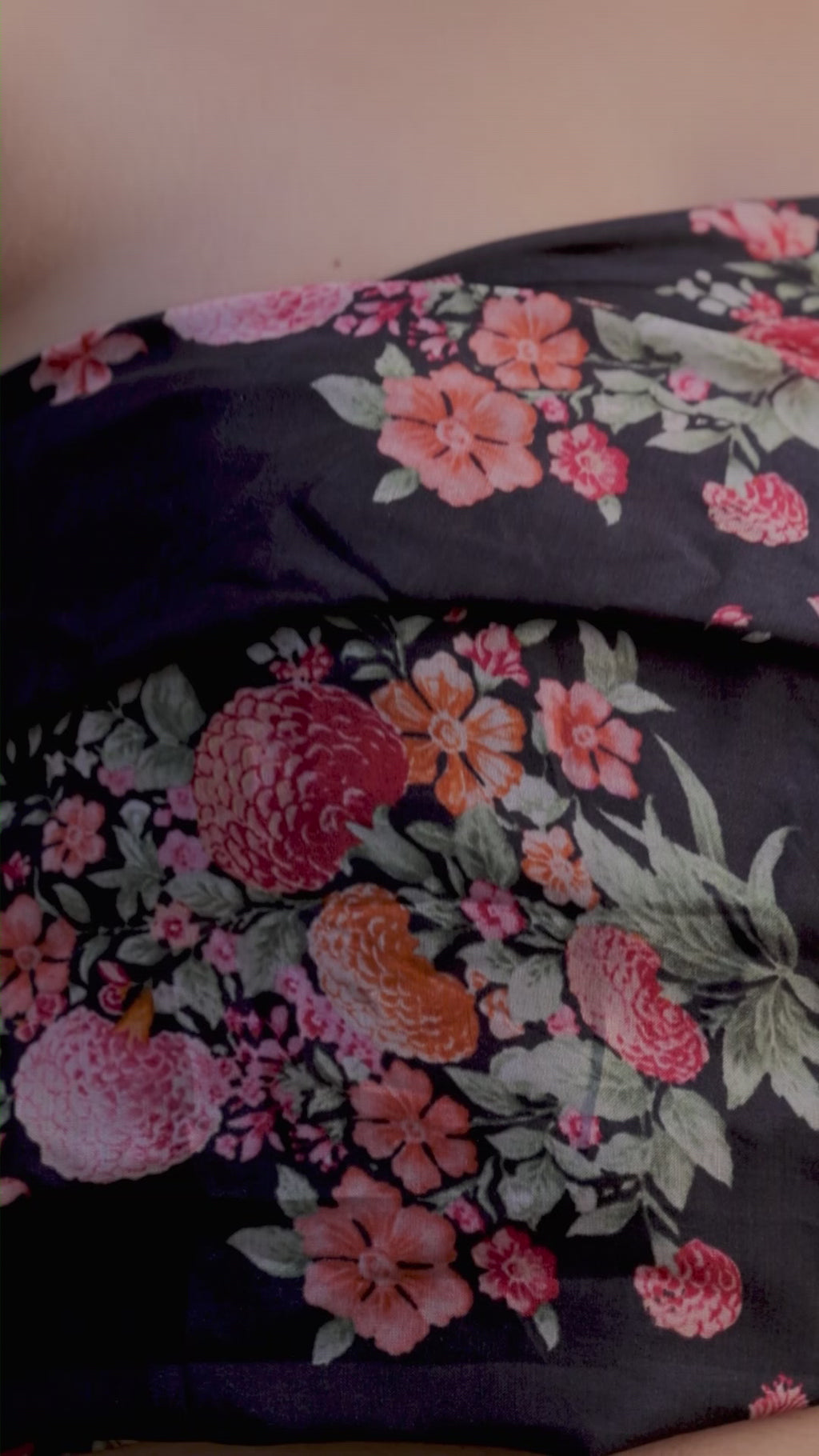 Red Leaves Printed Pure Muslin Fabric