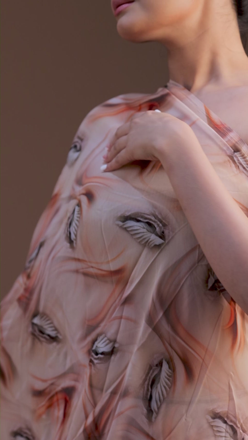 Red Abstract Printed Pure Georgette Fabric