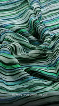 Green Abstract Watercolor Stripes Pure Chiffon Digital Printed Fabric