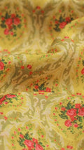 Yellow Royal Floral Damask Pattern Chanderi Digital Printed Fabric