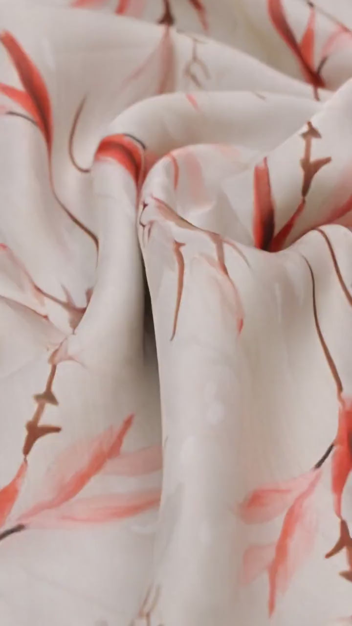 Linen Satin Floral Printed Fabric