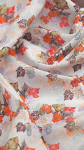 Multicolor Scattered Autumn Leaves Pure Cotton Digital Printed Fabric