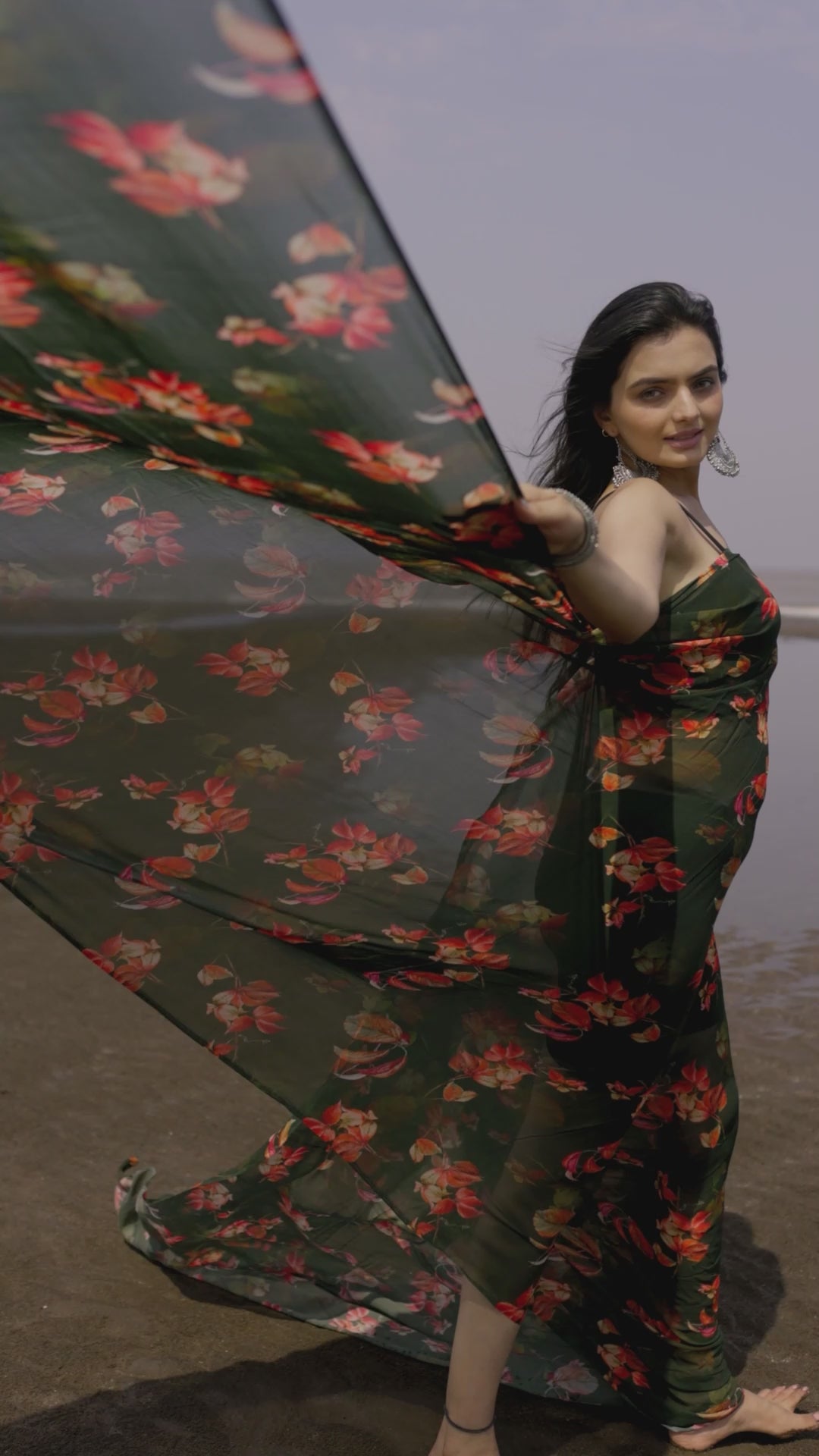 Green Leaves Pure Georgette Printed Fabric