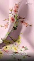 Pink Watercolour Floral Blossom Jam Satin Digital Printed Fabric