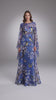 Blue Birds and Blossoms Floral Organza Digital Printed Fabric