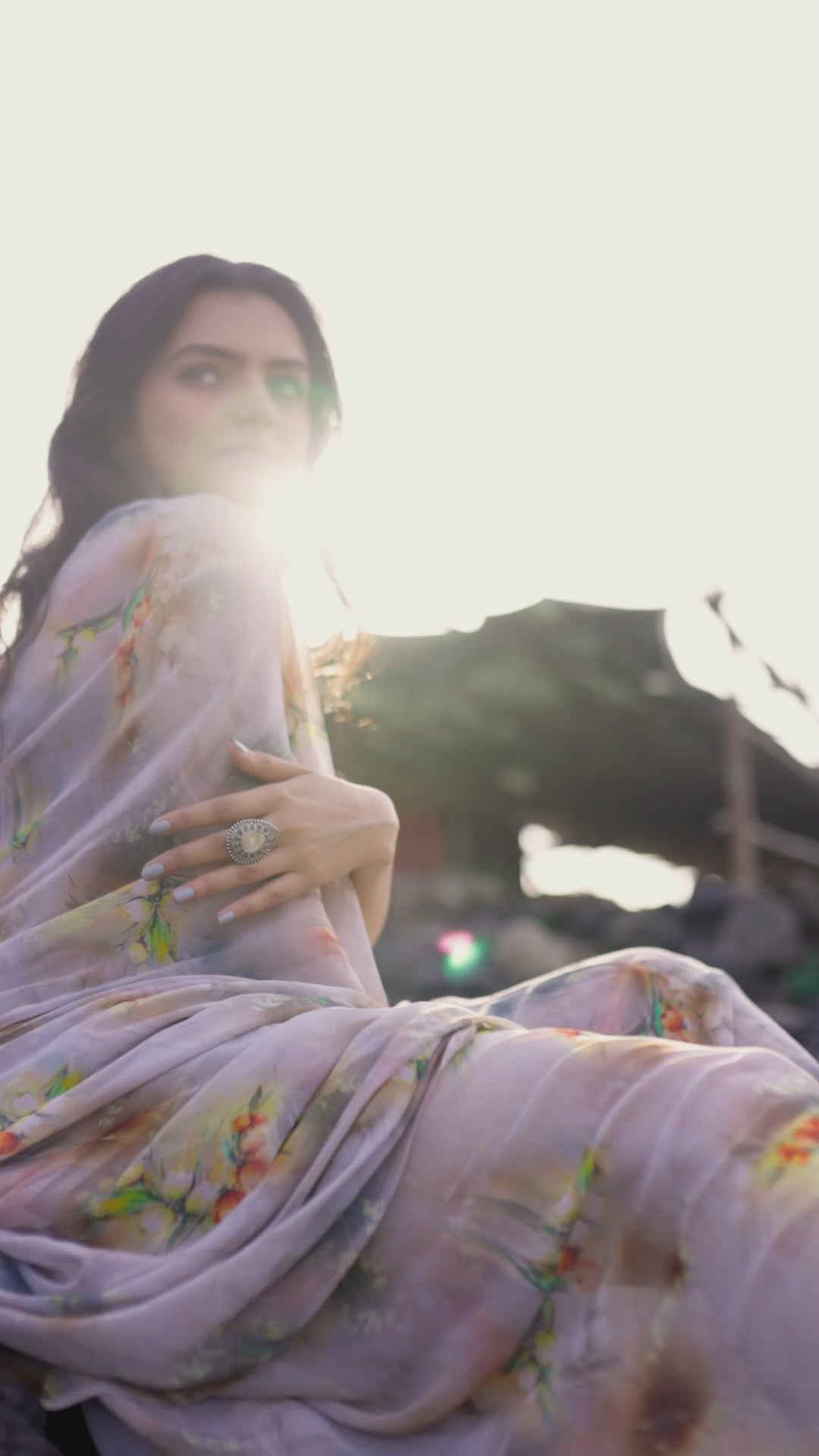 Green Flower Pure Georgette Printed Fabric