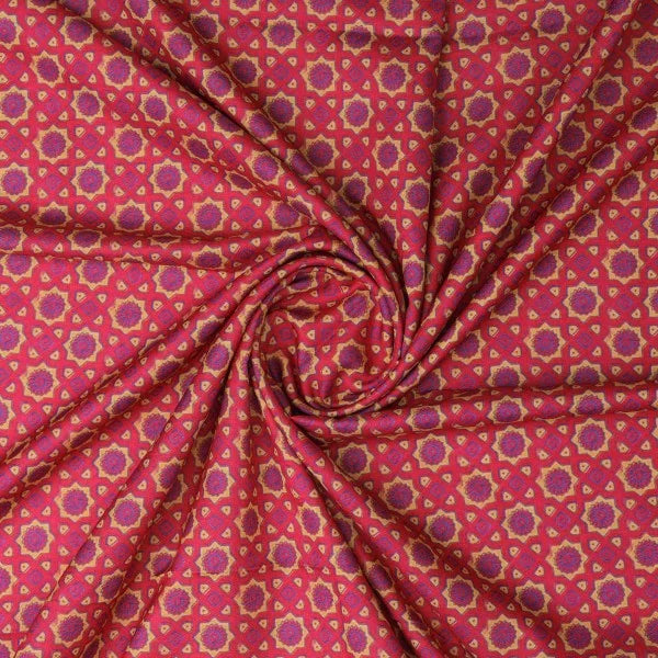 Ruby Red Geometric Star Patterned Soft Rayon Fabric – ra 0 ma04217 114 2