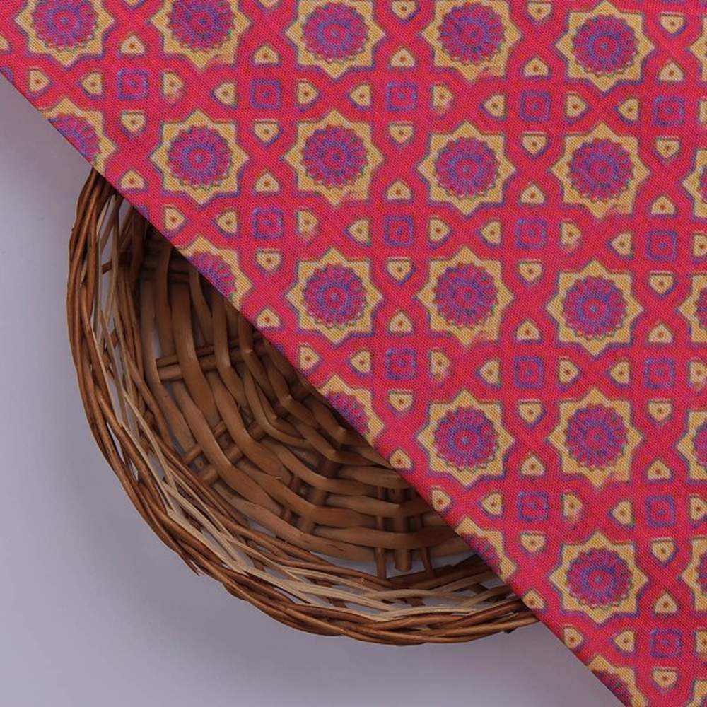 Ruby Red Geometric Star Patterned Soft Rayon Fabric – ra 0 ma04217 114 3