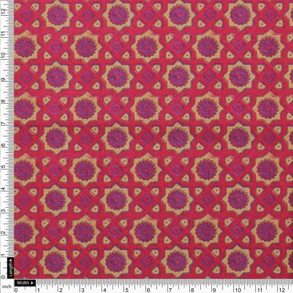 Ruby Red Geometric Star Patterned Soft Rayon Fabric – ra 0 ma04217 114 4