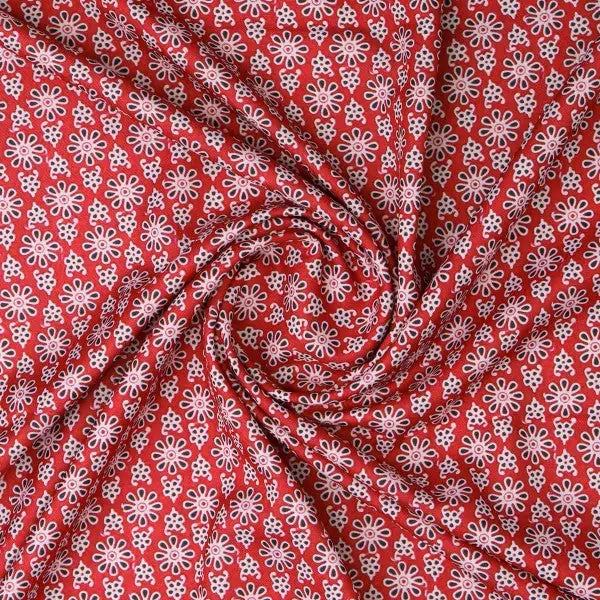 Red Ditsy Floral & Ethnic Motif Premium Rayon Fabric – ra 0 ma04275 114 2
