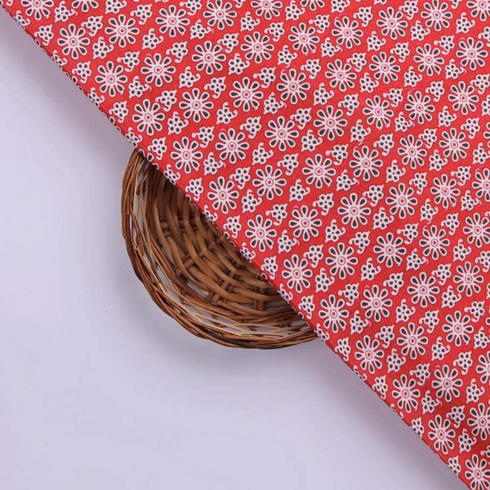 Red Ditsy Floral & Ethnic Motif Premium Rayon Fabric – ra 0 ma04275 114 3