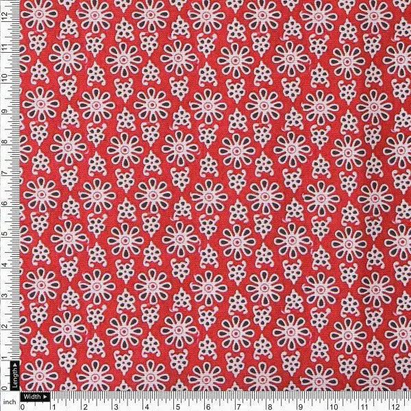 Red Ditsy Floral & Ethnic Motif Premium Rayon Fabric – ra 0 ma04275 114 4