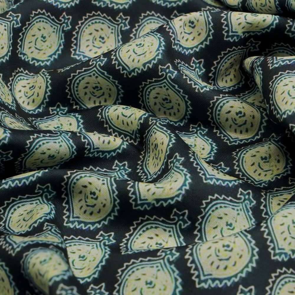 Navy Blue & Cream Ethnic Motif Block Print Style Rayon Fabric – ra 0 ma04276 114 1 f0f1d6f6 a084 4b56 b58a e086dab592ce