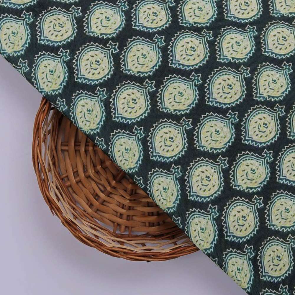 Navy Blue & Cream Ethnic Motif Block Print Style Rayon Fabric – ra 0 ma04276 114 3 8b1ed83a f93b 4cc5 8048 81186a16cc53