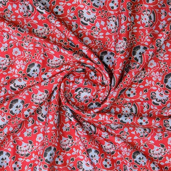 Vibrant Red Floral Jaipuri Style Printed Rayon Fabric – ra 0 ma04295 114 2