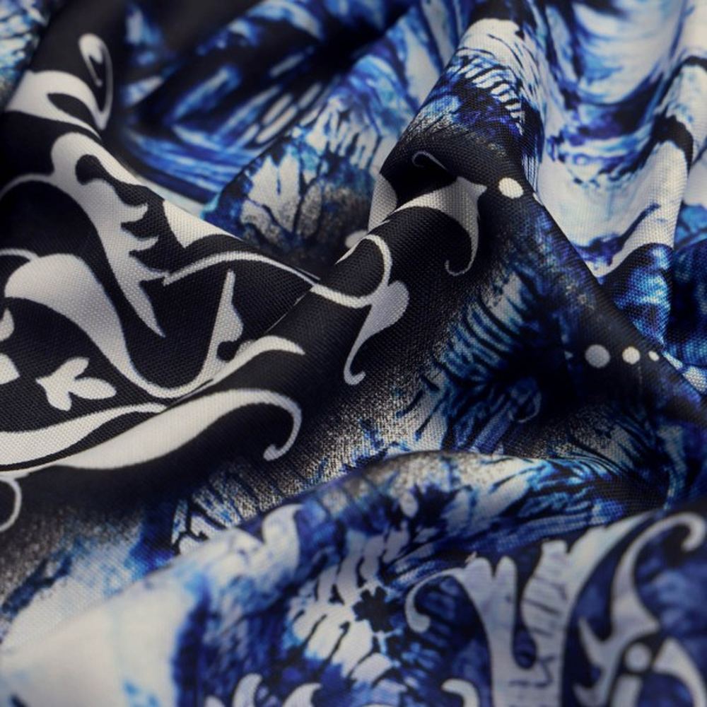 Blue & White Tie Dye Damask Patchwork Rayon Fabric – ra 0 ta0024 114 1