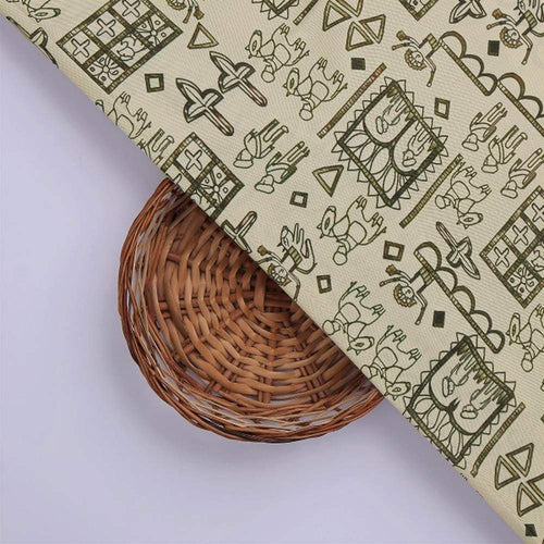 Beige Tribal Motif Quirky Art Print Soft Rayon Fabric – ra 0 ta01268 114 3