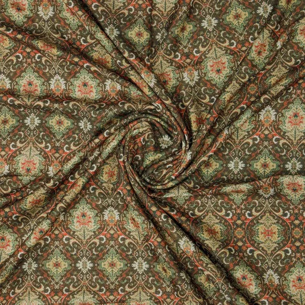 Vintage Damask & Ogee Patterned Soft Rayon Dress Fabric – ra 0 ta01322 114 2