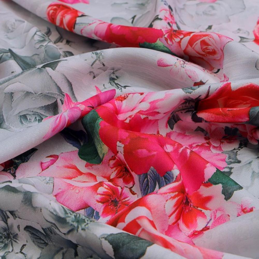 Elegant Pink Rose Floral Print on Soft Rayon Fabric – ra 0 ta0211 114 1