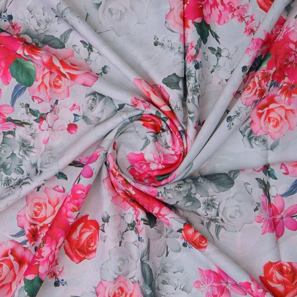 Elegant Pink Rose Floral Print on Soft Rayon Fabric – ra 0 ta0211 114 2