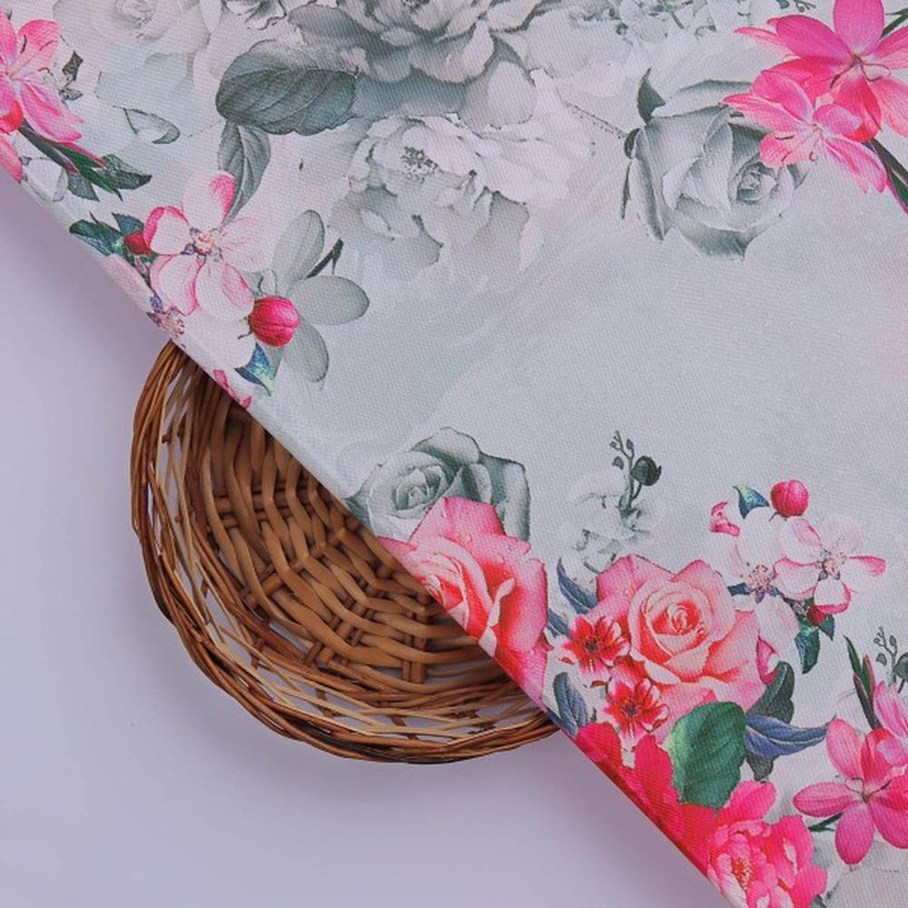 Elegant Pink Rose Floral Print on Soft Rayon Fabric – ra 0 ta0211 114 3