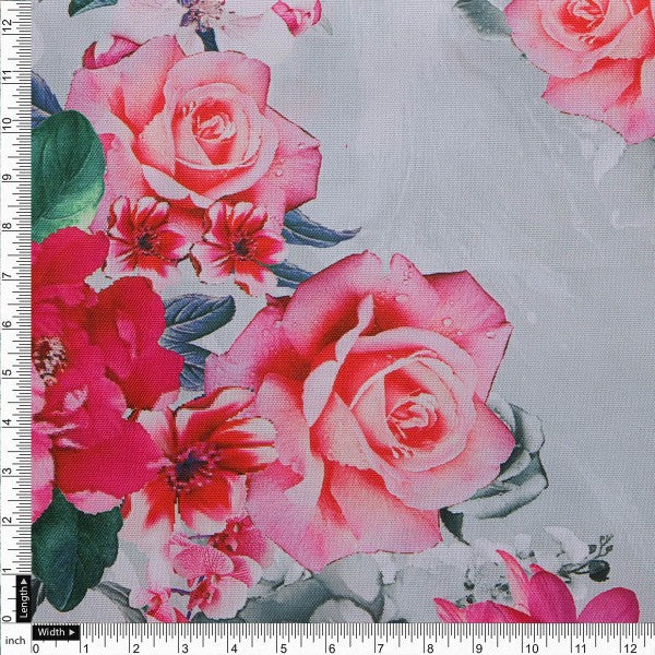 Elegant Pink Rose Floral Print on Soft Rayon Fabric – ra 0 ta0211 114 4