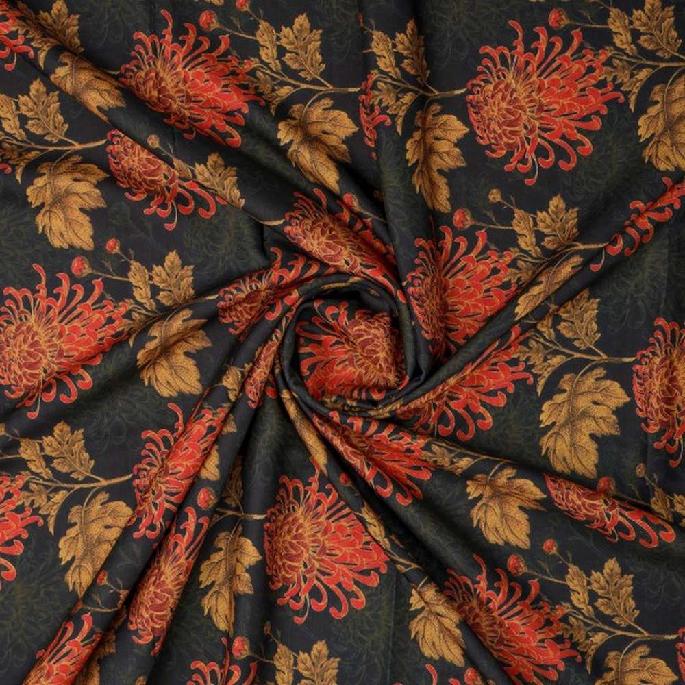 Japanese Chrysanthemum Floral Print Rayon Crepe Fabric – ra 0 ta0224 114 2